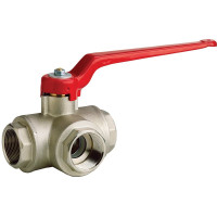 Nickel Chromium Plated Brass 3 Way Ball Valve L Port