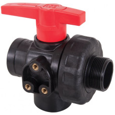 Geoline Polypropylene 3 Way Ball Valve T Port 8216362