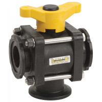 Banjo Polypropylene 3 Way Ball Valve L Port 9901-MV100BL (1" flanges, 1" ball i.d.)